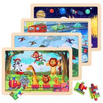 Conjunto de Quebra-Cabeças Educativos de Madeira NASHRIO 4 Peças com 20 Peças Cada Conjunto de Quebra-Cabeças Educativos de Madeira NASHRIO 4 Peças com 20 Peças Cada