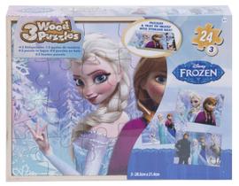 Conjunto de quebra-cabeças Frozen Disney 5 Wood com caixa de armazenamento de madeira