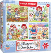 Conjunto de quebra-cabeças MasterPieces Raggedy Ann, pacote com 4, 100 peças para crianças