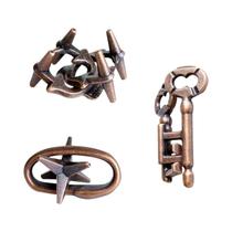 Conjunto De Quebra-Cabeças Metálicos 3 Peças Jogos De Desafio De QI Para Crianças E Adultos