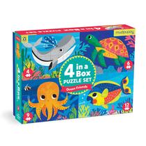 Conjunto de quebra-cabeças Mudpuppy Ocean Friends 4 em uma caixa para crianças de 2 a 5 anos Conjunto de quebra-cabeças Mudpuppy Ocean Friends 4 em uma caixa para crianças de 2 a 5 anos