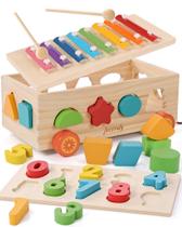 Conjunto de quebra-cabeças numéricos Shape Sorter Xilofone Montessori Jessruly