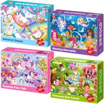 Conjunto de quebra-cabeças QUOKKA Unicorn Princess Animals Kids 4-8 anos Conjunto de quebra-cabeças QUOKKA Unicorn Princess Animals Kids 4-8 anos