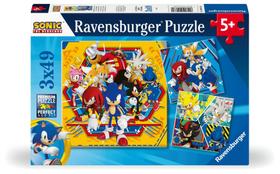 Conjunto de quebra-cabeças Ravensburger Sonic The Hedgehog 3 x 49 peças para crianças Conjunto de quebra-cabeças Ravensburger Sonic The Hedgehog 3 x 49 peças para crianças