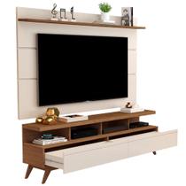 CONJUNTO DE RACK + PAINEL VIV. COR FREIJÓ / OFF WHITE 1.60m PARA TV ATÉ 60'' POLEGADAS COM 2 GAVETAS PÉS RETRÔ EM MADEIRA CONJUNTO DE RACK + PAINEL VIV. COR FREIJÓ / OFF WHITE 1.60m PARA TV ATÉ 60'' POLEGADAS COM 2 GAVETAS PÉS RETRÔ EM MADEIRA
