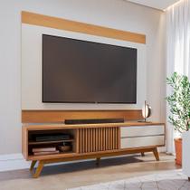 Conjunto de Rack Veneza 1 PT 2 GV com Painel para TV até 75 Polegadas Nilo Freijó e Off White Conjunto de Rack Veneza 1 PT 2 GV com Painel para TV até 75 Polegadas Nilo Freijó e Off White