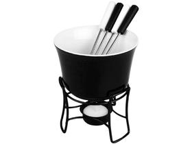 Conjunto de Raclette e Aparelho de Fondue - Hauskraft Preto e Branco Zermatt 6 Peças