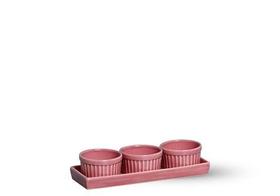 Conjunto de ramequim rosa com 4 peças