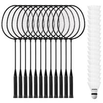 Conjunto de raquetes de badminton Wettarn, 12 peças de 66x20 cm com 18 petecas Conjunto de raquetes de badminton Wettarn, 12 peças de 66x20 cm com 18 petecas