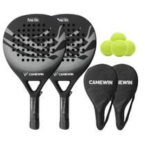 Conjunto de raquetes de padel Gamewin 4013 cinza+cinza com 4 bolas e mangas Conjunto de raquetes de padel Gamewin 4013 cinza+cinza com 4 bolas e mangas