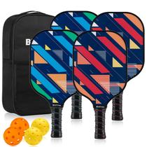 Conjunto de Raquetes de Pickleball Beives em Fibra de Vidro com 4 Raquetes e Bolsa