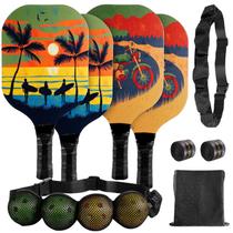 Conjunto de raquetes de pickleball Pookal com 4 raquetes de madeira e bolas