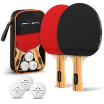 Conjunto de Raquetes de Pingue-Pongue PRO-SPIN para 2 Jogadores com 3 Bolinhas e Estojo Conjunto de Raquetes de Pingue-Pongue PRO-SPIN para 2 Jogadores com 3 Bolinhas e Estojo