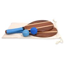 Conjunto de raquetes de praia de madeira Navaris 2 Paddles 2 Balls Blue Conjunto de raquetes de praia de madeira Navaris 2 Paddles 2 Balls Blue
