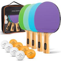 Conjunto de Raquetes de Tênis de Mesa PRO-SPIN com 4 Raquetes e 8 Bolas