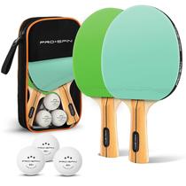 Conjunto de Raquetes de Tênis de Mesa PRO-SPIN para 2 Jogadores com Bolas e Estojo Conjunto de Raquetes de Tênis de Mesa PRO-SPIN para 2 Jogadores com Bolas e Estojo