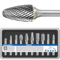 Conjunto de rebarbas de metal duro Sworker, 10 peças de brocas de 1/4 de haste