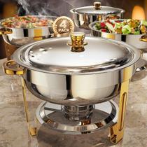 Conjunto de Rechauds ZILODE 4 Peças 6QT Dourado e Prateado para Buffet