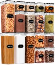 Conjunto de recipientes de armazenamento de alimentos PRAKI 16 unidades de plástico sem BPA Conjunto de recipientes de armazenamento de alimentos PRAKI 16 unidades de plástico sem BPA