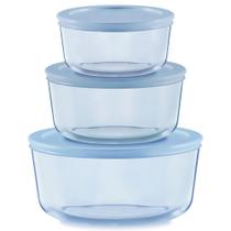 Conjunto de recipientes de armazenamento de alimentos Pyrex Year of Color, pacote com 3 unidades Conjunto de recipientes de armazenamento de alimentos Pyrex Year of Color, pacote com 3 unidades