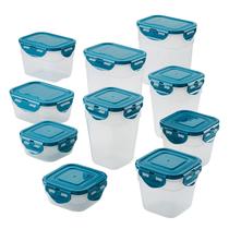 Conjunto de recipientes de armazenamento de alimentos Rachael Ray de 20 peças Clear/Teal Conjunto de recipientes de armazenamento de alimentos Rachael Ray de 20 peças Clear/Teal