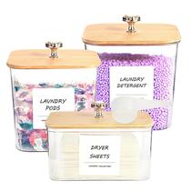 Conjunto de recipientes de armazenamento para organização de lavanderia PLOUTA HOME Conjunto de recipientes de armazenamento para organização de lavanderia PLOUTA HOME