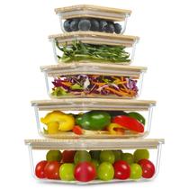 Conjunto de recipientes de vidro para armazenamento de alimentos Urban Green, pacote com 5 tampas Conjunto de recipientes de vidro para armazenamento de alimentos Urban Green, pacote com 5 tampas