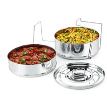 Conjunto de recipientes empilháveis LNM Steamer Cooker Pans em aço inoxidável 8 qt Conjunto de recipientes empilháveis LNM Steamer Cooker Pans em aço inoxidável 8 qt