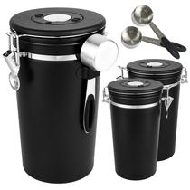 Conjunto de recipientes para alimentos Malmo 1.8L, aço inoxidável preto, 3 peças Conjunto de recipientes para alimentos Malmo 1.8L, aço inoxidável preto, 3 peças