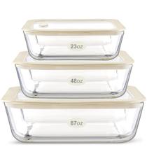 Conjunto de recipientes para alimentos: vidro verde urbano com tampa de silicone, pacote com 3