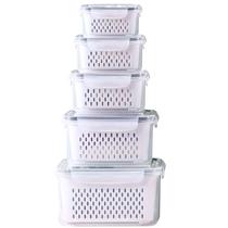 Conjunto de recipientes para armazenamento de alimentos na geladeira Ronanemon Large, 5 unidades