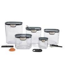 Conjunto de recipientes para armazenamento de alimentos ProKeeper+ de 9 peças de plástico transparente Conjunto de recipientes para armazenamento de alimentos ProKeeper+ de 9 peças de plástico transparente
