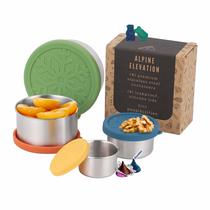 Conjunto de recipientes para lanches de aço inoxidável Alpine Elevation 8 unidades