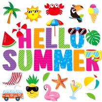 Conjunto de recortes Moshining Hello Summer, pacote com 72 unidades, piscina e praia