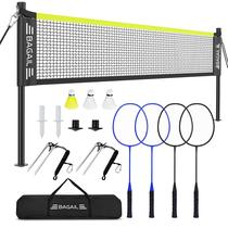 Conjunto de rede de badminton BAGAIL oficial de 6 m x 1,55 m, 4 raquetes e 3 ônibus Conjunto de rede de badminton BAGAIL oficial de 6 m x 1,55 m, 4 raquetes e 3 ônibus