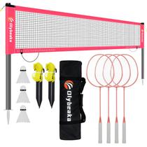 Conjunto de rede de badminton Olybeaka 6m Net, 4 raquetes de alumínio, 3 petecas
