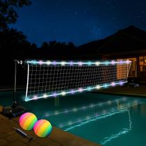 Conjunto de rede de vôlei para piscina JstFrU com luzes LED ajustável Conjunto de rede de vôlei para piscina JstFrU com luzes LED ajustável
