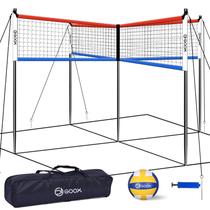 Conjunto de rede de voleibol GOOX Kit de jogos portátil de 4 vias e 4,5 m