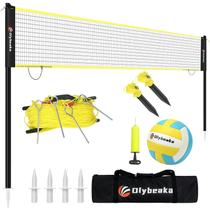 Conjunto de rede de voleibol Olybeaka portátil ao ar livre com bastões ajustáveis