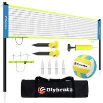 Conjunto de rede de voleibol Olybeaka portátil ao ar livre com bastões ajustáveis