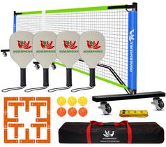 Conjunto de rede Pickleball Hoverphenix de 22 pés com pás e rodas Conjunto de rede Pickleball Hoverphenix de 22 pés com pás e rodas