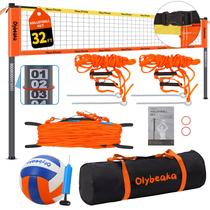 Conjunto de redes de voleibol com bastões pesados ajustáveis de 9,7 m Olybeaka Conjunto de redes de voleibol com bastões pesados ajustáveis de 9,7 m Olybeaka