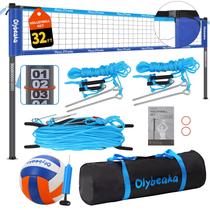 Conjunto de redes de voleibol Olybeaka 9,8 m com bastões e bola ajustáveis Conjunto de redes de voleibol Olybeaka 9,8 m com bastões e bola ajustáveis