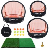 Conjunto de redes para prática de lascas de golfe RELILAC Pop Up para uso interno/externo Conjunto de redes para prática de lascas de golfe RELILAC Pop Up para uso interno/externo