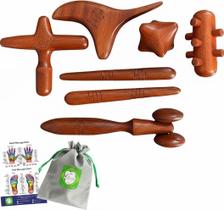 Conjunto de Reflexologia Tailandesa em Madeira Lungcha com 7 Peças