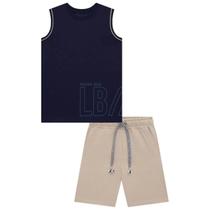 Conjunto de Regata em Meia Malha e Bermuda em Cotton Jeans - LucBoo