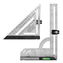Conjunto de réguas quadradas triangulares de aço, 2 peças com ferramenta de medição de nível