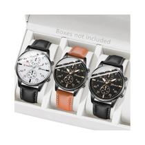 Conjunto De Relógio Clássico Retro Masculino Com Mostrador Redondo Quartz 3PCS Moda Negócios