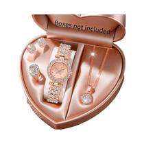 Conjunto De Relógio De Pulso Feminino Com Mostrador De Borboleta Em Strass Elegante, 5 Peças, Joias Conjunto De Relógio De Pulso Feminino Com Mostrador De Borboleta Em Strass Elegante, 5 Peças, Joias