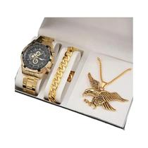 Conjunto de Relógio de Pulso Masculino - 3 Peças com Pulseira e Colar Conjunto de Relógio de Pulso Masculino - 3 Peças com Pulseira e Colar